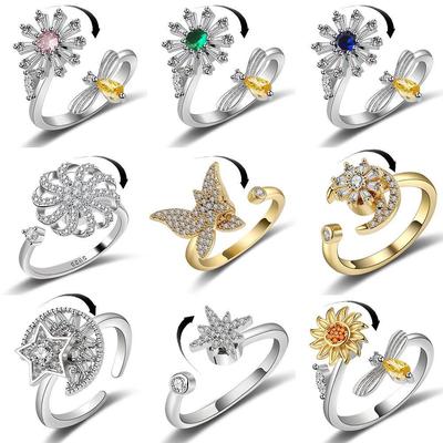 Sterling Silver 925 Rings for Women Anxiety Fidget Ring Open