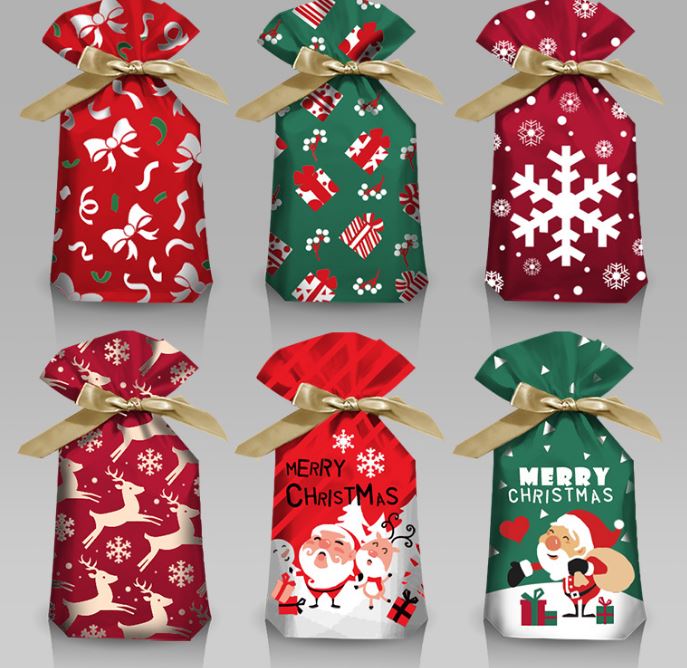 50pcs Merry Christmas Kraft Candy Paper Bag Gift Bags