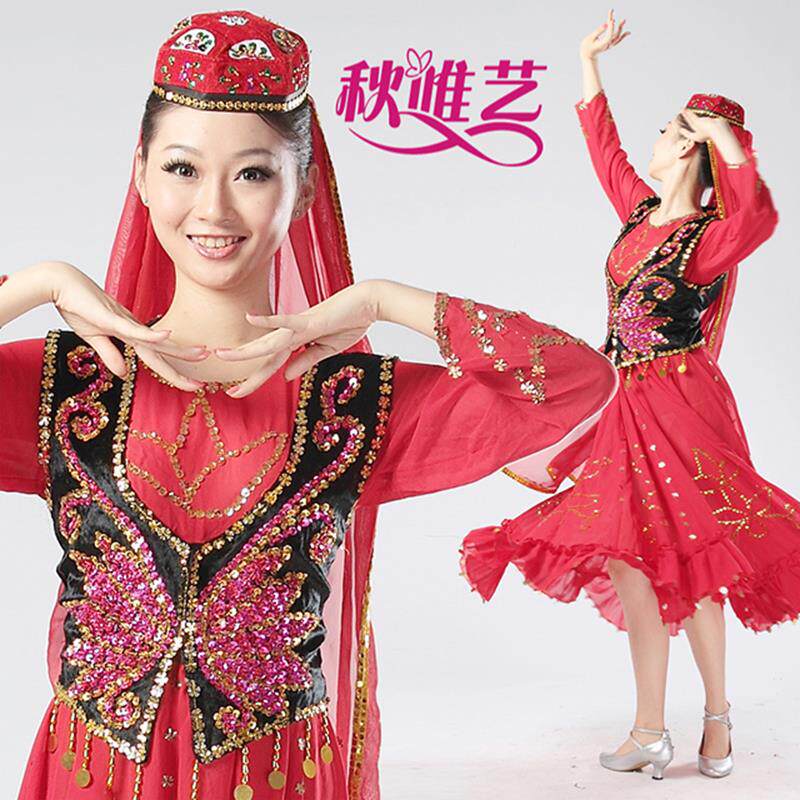 2021出租租赁新疆舞蹈演出服装女c少数民族维族哈萨克族表演服长