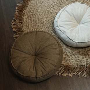 小岛之森基础款亚麻蒲团坐垫飘窗日式瑜伽禅修打坐垫布艺圆榻榻米