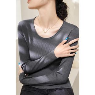 MONLOUVE秋冬季低圆领百搭修身显瘦毛衣女韩系穿搭长袖保暖针织打