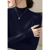 针织衫 毛衣女装 秋冬季 MONLOUVE高级灰半高领中袖 新款 搭配可外穿打