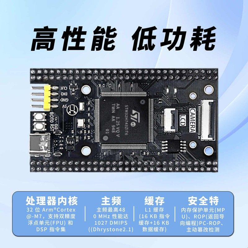 新款STM32H743ZIT6核心板开发板沉金工艺高性能系统学习板低能耗图片
