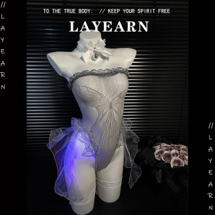 芭蕾梦 LAYEARN 性感蝴蝶连体衣透视网纱睡衣镂空禁欲系内衣cos