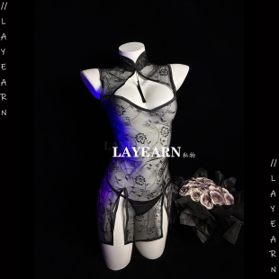 貂蝉入梦 LAYEARN 性感古风旗袍蕾丝透视开叉睡衣辣妹制服cos女