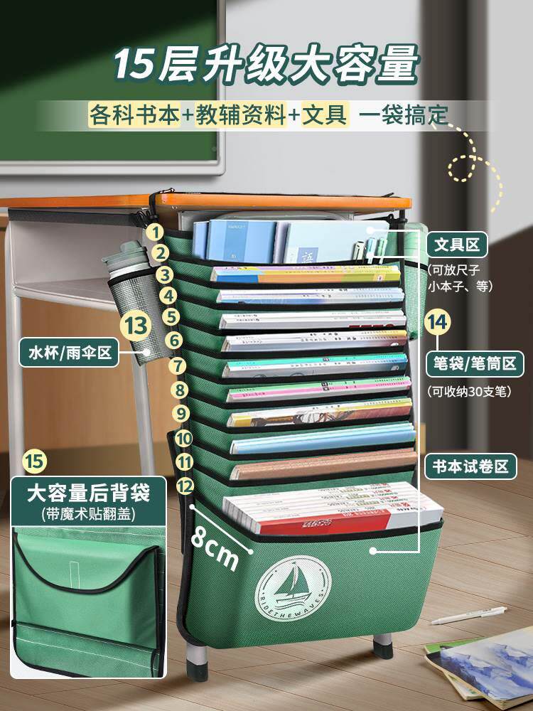 桌侧边收纳护书袋侧面挂袋高中生教室用放书箱学生课桌侧挂书袋书