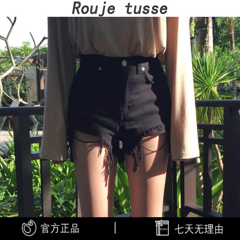 专柜破洞牛仔短裤女夏季新款高腰宽松外穿黑色显瘦韩版ins热裤潮