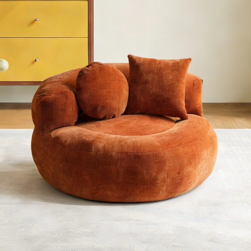 畔所/圆形沙发椅中古风布艺沙发意式懒人沙发客厅单人软包沙发,住宅家具,布艺沙发,淘宝优惠券,粉丝福利购,淘宝优惠卷