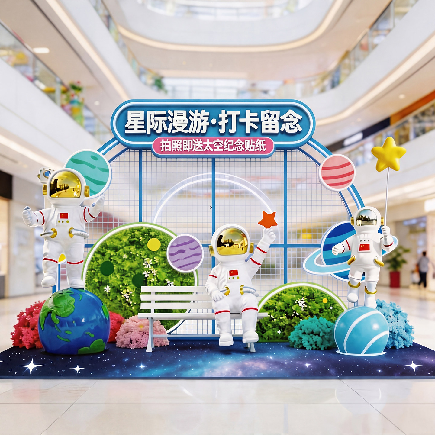 卡通太空人宇航员雕塑大摆件航天网红打卡拍照户外景观区商场美陈