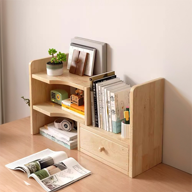 实木桌面置物架书架收纳书桌改造神器桌上办公室分层转角小型书柜
