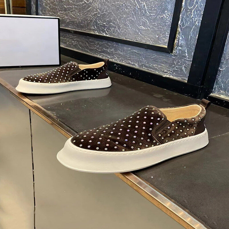 一脚蹬男鞋2025年秋季新款布面透气烫钻时尚乐福鞋轻奢百搭懒人鞋,运动鞋new,运动休闲鞋,淘宝优惠券,粉丝福利购,淘宝优惠卷