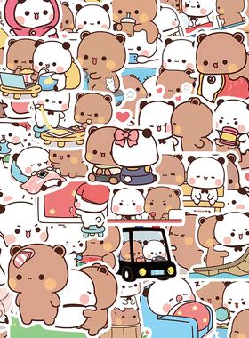 50PCS Bubu and Dudu Stickers Cute Bear Couple Toy Doodles