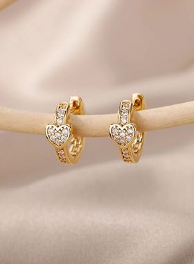 Stainless Steel Heart Earrings For Women Punk Heart 2024