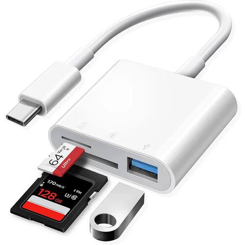 3 In 1 Adapter Type-C, Tf, Cf, Sd, Memory Card Reader,
