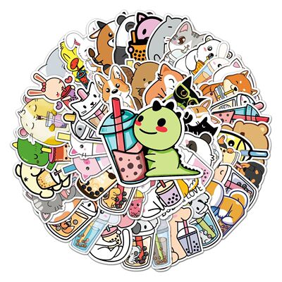 50pc Pet series for drinking m Cartoon Cute Graffiti