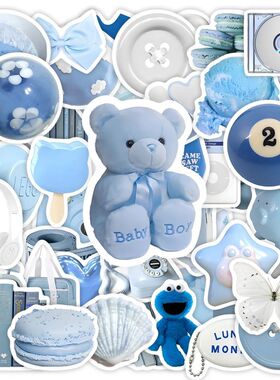 Cute Blue Ins Style Stickers Vintage DIY Toy Gift
