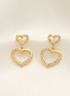 Trendy Silver Color Hollow Love Heart Earrings For Women