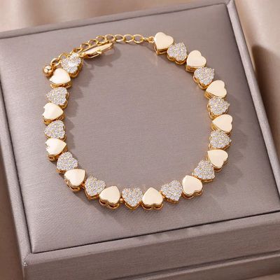 Fashion Heart 2024 Bracelets Stainless Steel Gold Plated