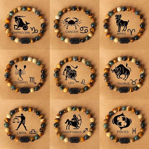 12 Zodiac Signs Constellation Charm Bracelet Men Women