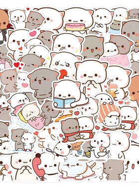 60Pcs Cartoon Cute Mitao Cat Stickers Waterproof Funny Cats