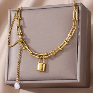 Lock Pendant Stainless Steel Necklaces For Women Vintage