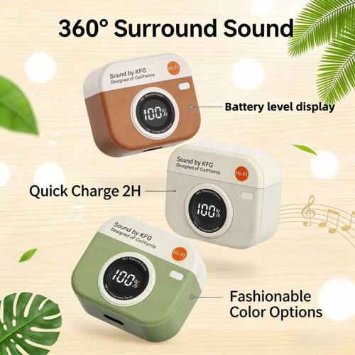 Wireless Bluetooth music headphones retro camera creative