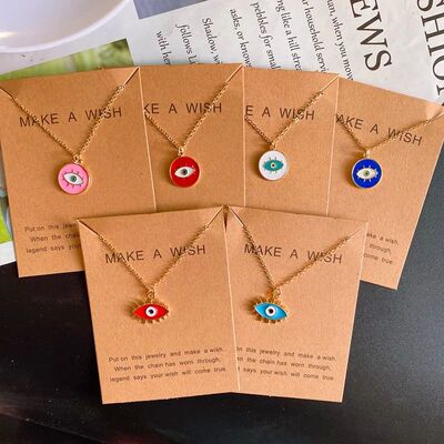 Color Turkey Eye Pendant Necklace for Women Men Fashion