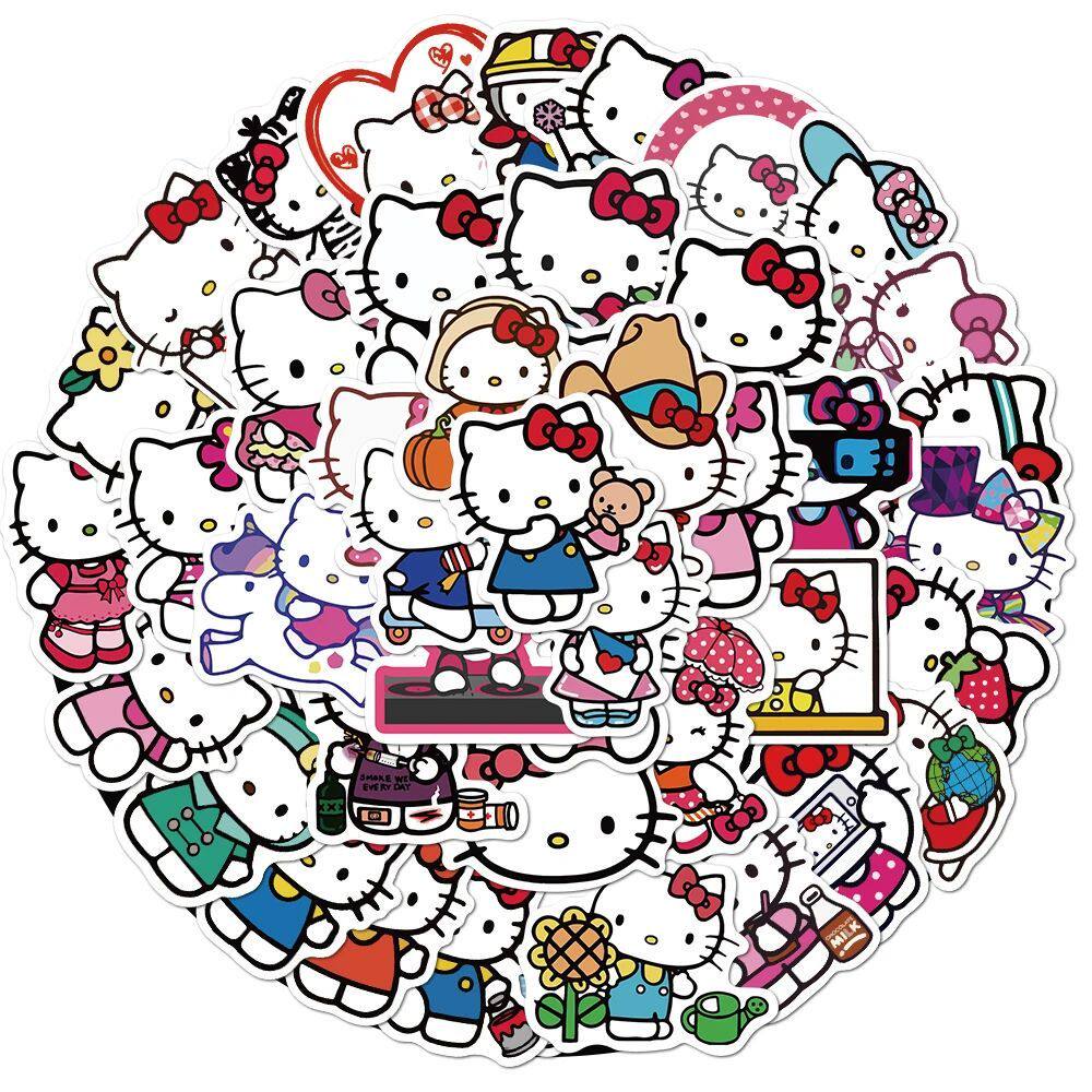 50pcs Hello Kitty Sticker Pack Waterproof Laptop Skin
