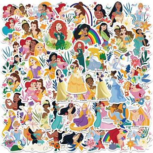 50pcs Disney Snow White Ariel Belle Princess Stickers