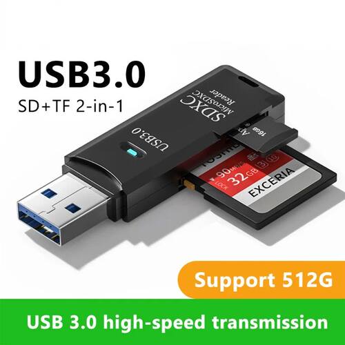 2 IN 1 Card Reader USB 3.0 Micro SD TF Card Memory Reader