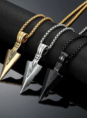 2024Arrowhead Pendant Necklace for Men Punk Hip Hop Gift