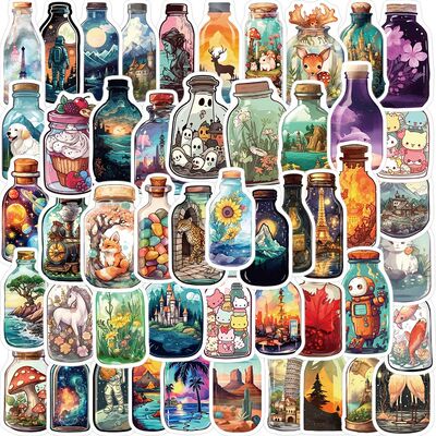 50pcs Aesthetic Bottle Stickers Pack Guitar Stationery