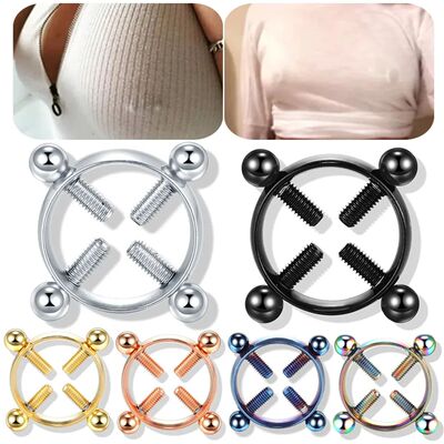 1Pair Fashion Stainless Steel Adjustable Nipple Ring For