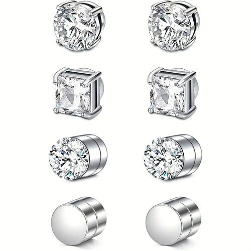 1 Pairs Crystal Strong Magnetic Ear Stud Clip Earrings for