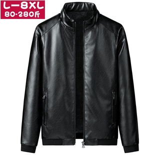 春秋冬季 加绒加厚皮夹克机车服 皮衣男士 外套潮流帅加肥大码