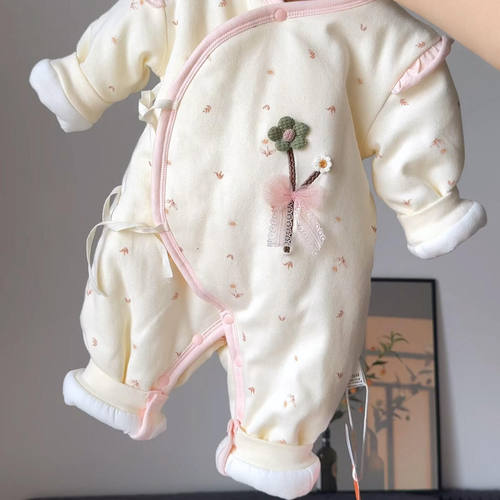 婴儿加厚夹棉连体衣冬季哈衣棉衣