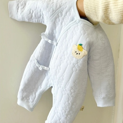 婴儿纯棉加厚连体保暖哈衣