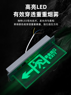 冉辉安全出口钢化玻璃嵌顶吸顶水晶应急通道指示牌消防疏散标志