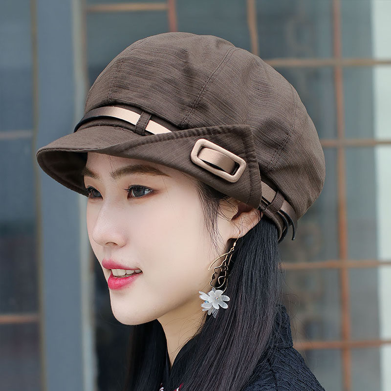 春秋韩版八角女帽贝雷帽时尚淑女鸭舌帽英伦画家保暖渔夫帽小脸帽
