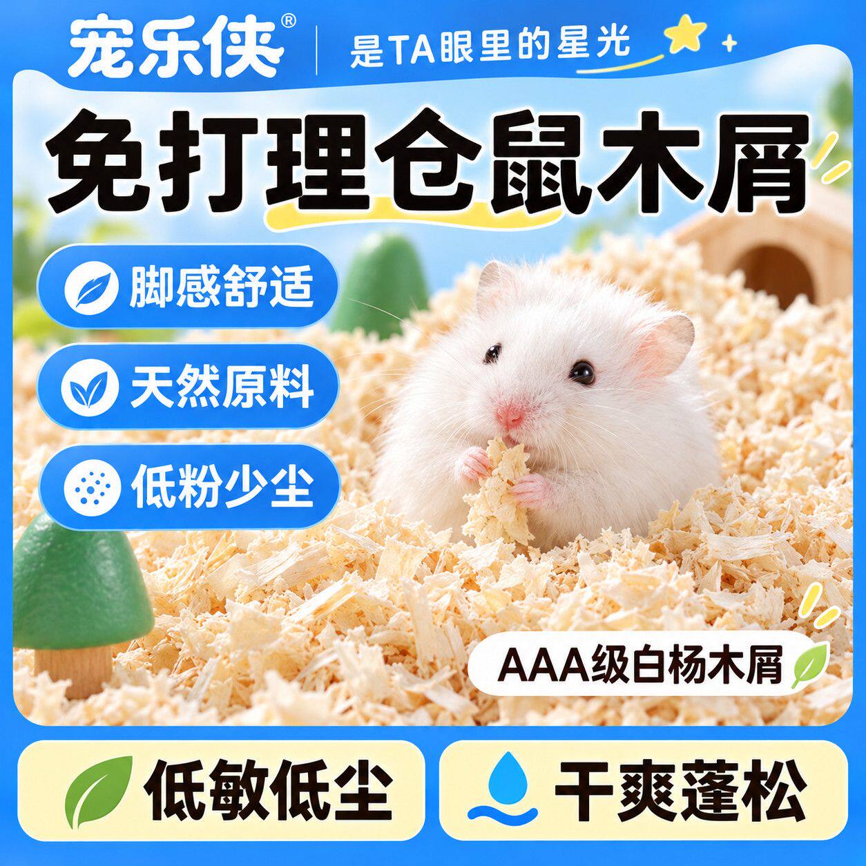 宠乐侠仓鼠木屑垫料锯末尿沙金丝熊白杨木刨花无尘除臭仓鼠用品