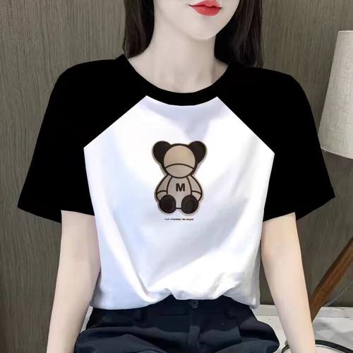 新款韩版拼色纯棉短袖t恤女2026夏装撞色插肩设计感上衣显瘦百搭