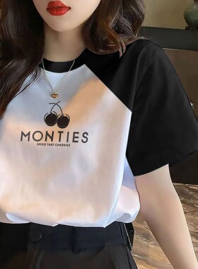 白色t恤女短袖春夏新款正肩t恤女圆领白t修身不透上衣体桖打底衫