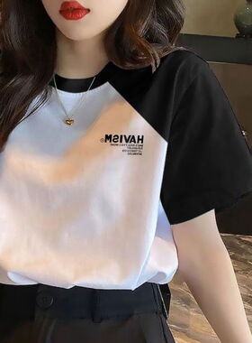 白色t恤女短袖春夏新款正肩t恤女圆领白t修身不透上衣体桖打底衫
