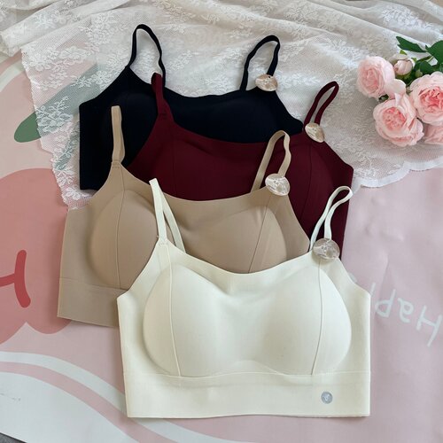 古妃30003秋冬磨毛暖绒美背内衣女聚拢固定一体杯细肩带无痕抹胸