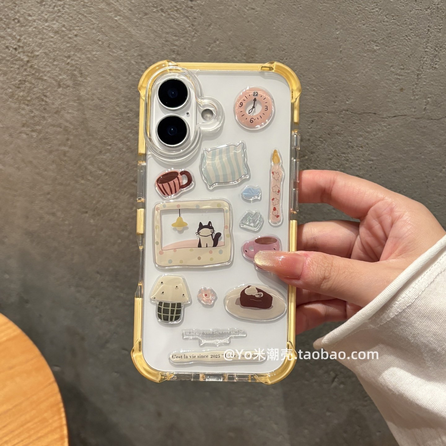 diy可爱猫咪贴纸适用于iPhone16手机壳四角气囊新款16plus亚克力苹果15promax全包套14个性13创意17PRO女防摔,3C数码配件,手机保护套/壳,淘宝优惠券,粉丝福利购,淘宝优惠卷