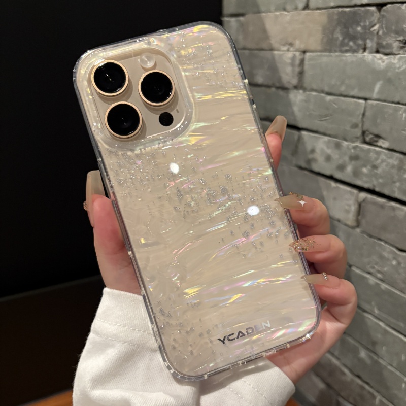 Apple苹果16pro贝壳纹闪粉手机壳