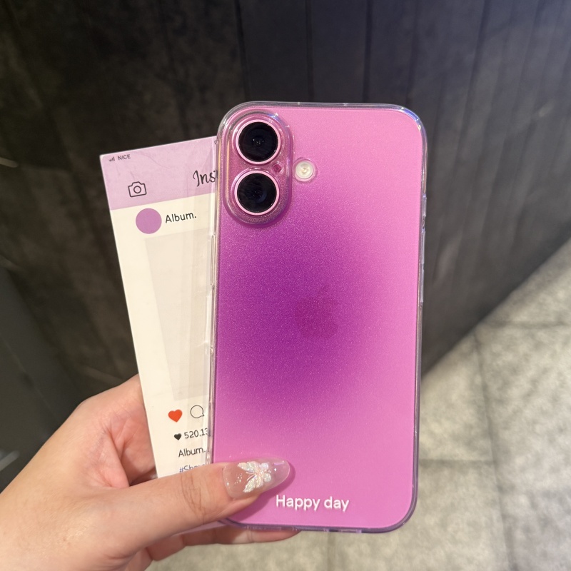 【新款玫紫色】渐变晕染少女适用iPhone16手机壳新款16plus全包保护套15promax硅胶软壳14/13简约个性12防摔