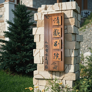 中式庭院木质招牌定制别墅民宿门口入户指示牌工作室小院号码门牌