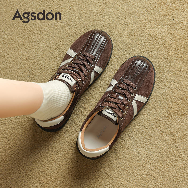 奥古狮登正品棕色德训鞋女2025新款秋冬显瘦厚底芭蕾风阿甘休闲运,女鞋,德训鞋,淘宝优惠券,粉丝福利购,淘宝优惠卷