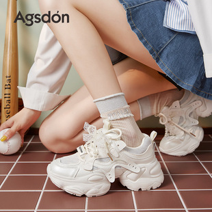 奥古狮登正品老爹鞋女2026年新款夏季厚底显脚小休闲运动鞋网面小